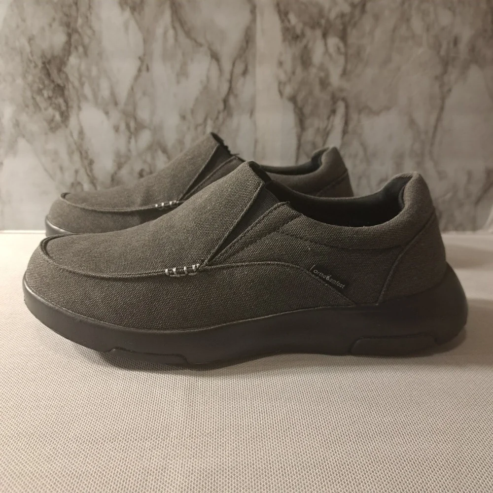 Ortho Comfoot Men's Slip On‎ Loafers/Shoes Gray Stability/Cushioning 10